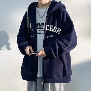 网络图韩版男复古字母刺绣学生连帽卫衣开衫外套1112-5-W105-P45图片