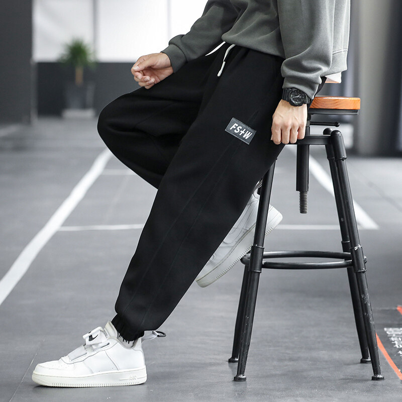 秋冬季新款加绒卫裤男宽松运动九分裤XZ712-5-2221加绒-P50,男装休闲裤,星座1112-5（原712-5）