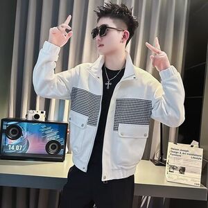 网络图拼色夹克春秋季港风宽松学生休闲外套1112-5-8008-P85图片