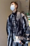 新中式男装水墨扎染衬衫长袖盘扣风唐装外套712-5-0101-P38，男装衬衫，星座1112-5（原712-5）