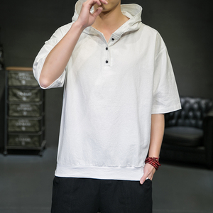 春夏新款社会精神小伙连帽七分袖T恤防晒衣XZ712-5-TX988--P40,男装T恤,星座1112-5（原712-5）