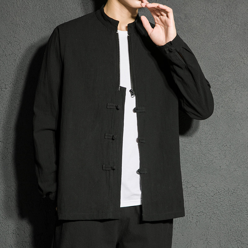 风新款棉麻长袖衬衫盘扣拉链衬衣外套XZ712-5-CS569-P55图片