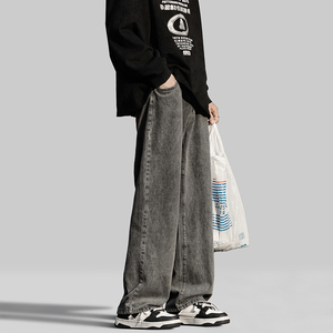 网络图印画牛仔裤男青年春秋季休闲直筒牛仔长裤XZ712-5-8011-P45图片