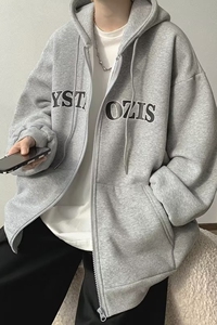网络图开衫卫衣男宽松连帽外套美式复古拉链-712-5-W109-P45图片