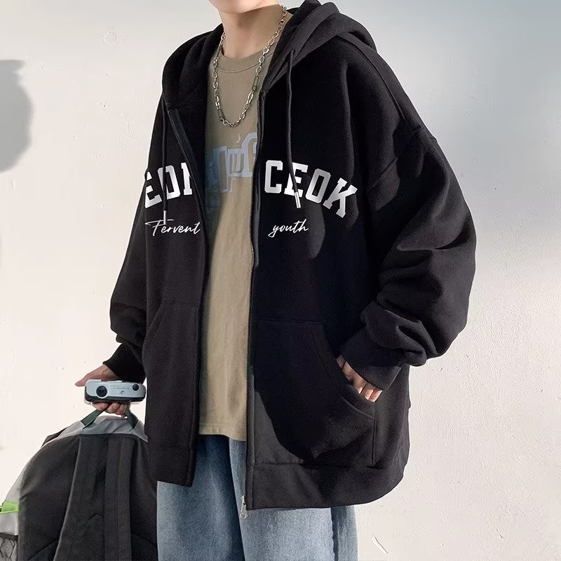 网络图韩版男复古字母刺绣学生连帽卫衣开衫外套1112-5-W105-P45，女装短外套，星座1112-5（原712-5）