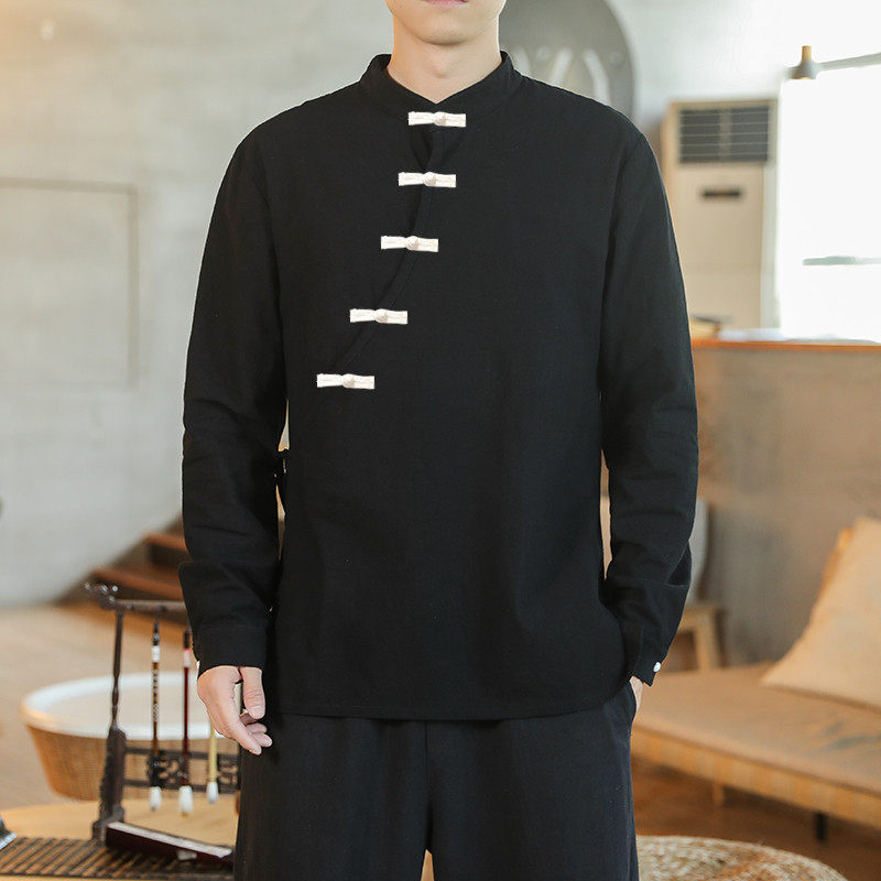 新中式春秋款棉麻盘扣长袖衬衫男风T恤汉服XZ712-5-CS558-P55，商品下架区商品下架区，星座1112-5（原712-5）