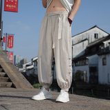 新中式夏季亚麻裤男风宽松薄款棉麻条纹束脚裤712-5-K910-P65，男装休闲裤，星座1112-5（原712-5）