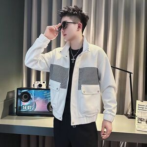网络图拼色夹克春秋季港风宽松学生休闲外套1112-5-8008-P85图片