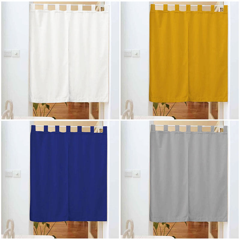 日式纯色棉麻门帘定制吊带米色卫生间半帘卧室隔断帘免打孔装饰帘