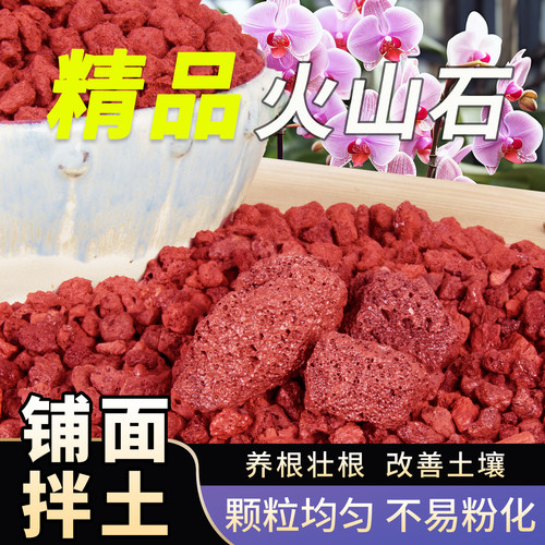 精选红色火山石颗粒铺面拌土造景