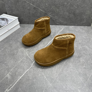 加绒加厚套筒东北防滑保暖棉鞋 羊羔毛厚底雪地靴女2025年新款 冬季