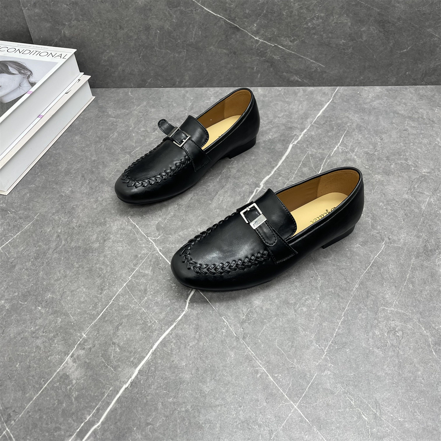 真皮编织复古小皮鞋女2026春季新款英伦风百搭平底舒适懒人乐福鞋,女鞋,乐福鞋（豆豆鞋）,淘宝优惠券,粉丝福利购,淘宝优惠卷