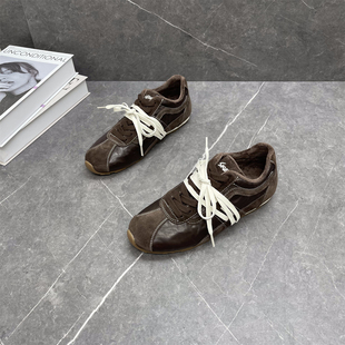 羊皮百搭休闲鞋 真皮加绒德训鞋 复古超火运动阿甘鞋 新款 女2025冬季