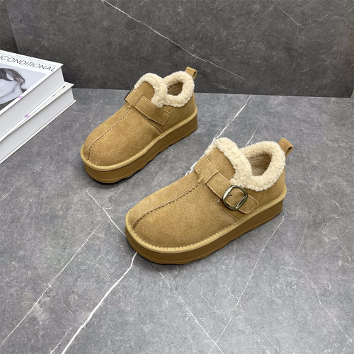 羊羔绒真皮勃肯棉鞋女2025冬季