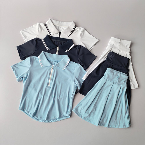 网球服套装运动上衣短款POLO衫女
