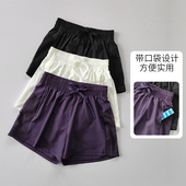 外穿高腰瑜伽裤 夏季 速干宽松跑步健身裤 带口袋防走光运动短裤 新款