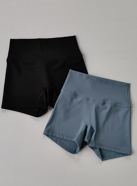 瑜伽运动短裤女紧身弹力三分裤裸感高腰提臀速干瑜伽热裤夏季