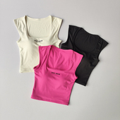 清仓宽肩带遮副乳方领一体式 运动内衣女瑜伽服训练健身文胸背心