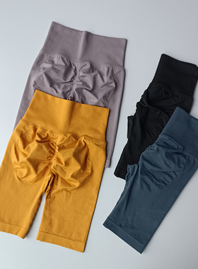 网红蜜桃臀五分裤女紧身弹力健身裤速干骑行短裤外穿瑜伽中裤夏季