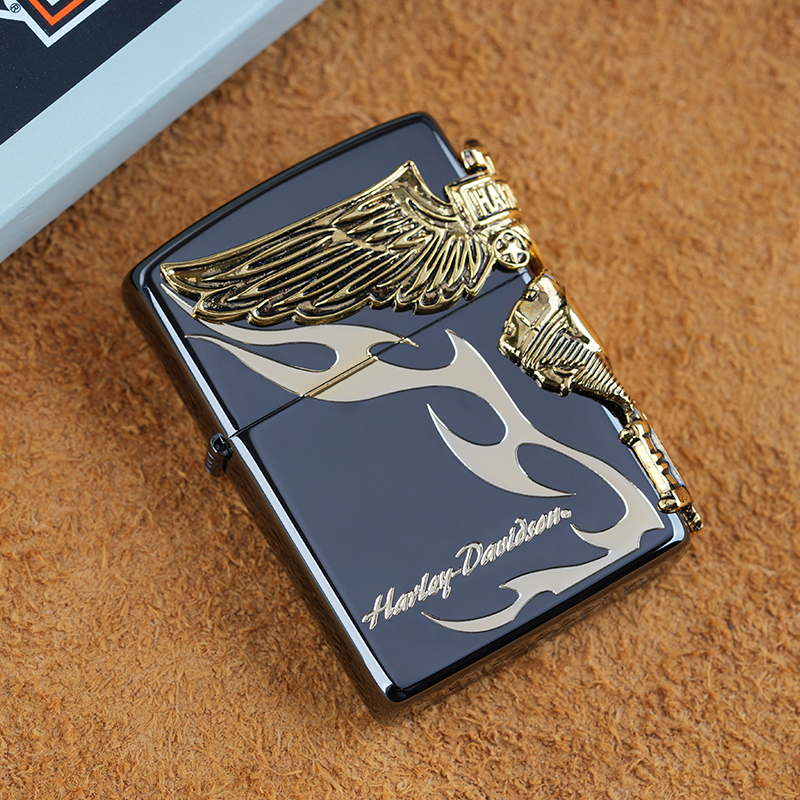 芝宝zippo正版日版哈雷侧鹰发动机煤油打火机 贴章HDP-26收藏送礼