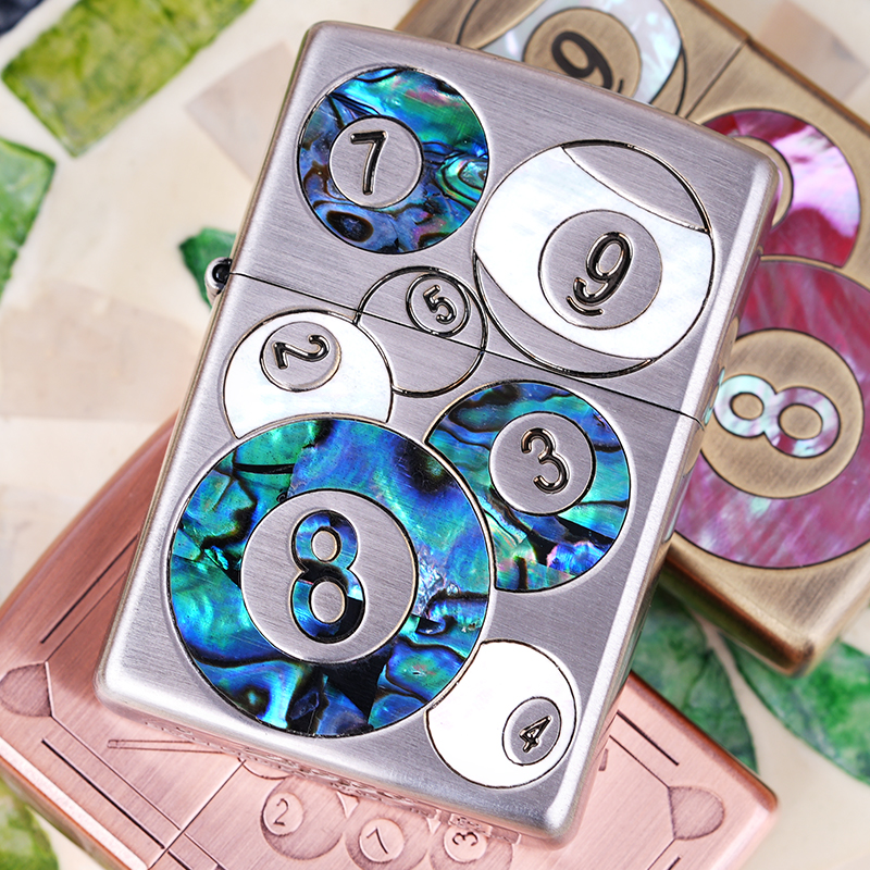 Zippo打火机正版原装防风煤油正品男士幸运台球桌球贝壳镶嵌