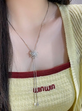新款银色烟花抽拉可调节项链女