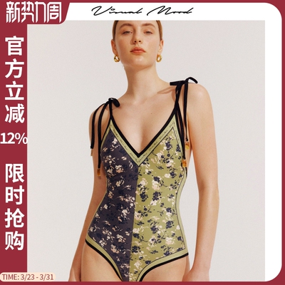 VisualMood复古法式连体泳衣女