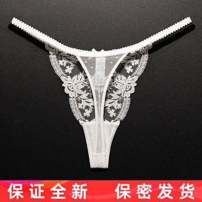 欧美性感蕾丝丁字裤透明刺绣花边