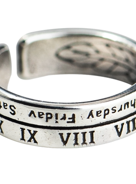 s925泰银戒指ins女个性复古