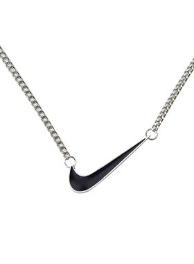 对勾日韩风钛钢叠戴圆牌双层吊坠