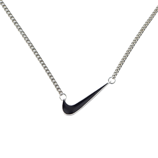 对勾项链日韩潮钛钢ins简约叠戴嘻哈圆牌吊坠男女情侣双层卫衣链