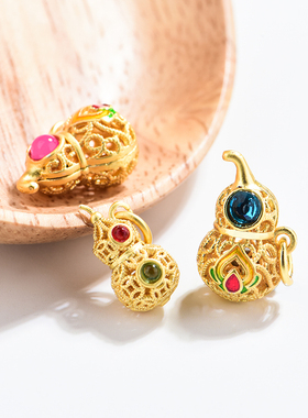 古法沙金葫芦项链女手工di