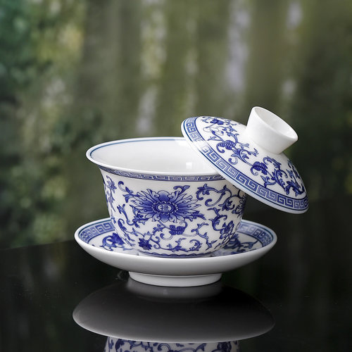 一人饮盖碗茶杯三件套高档精品