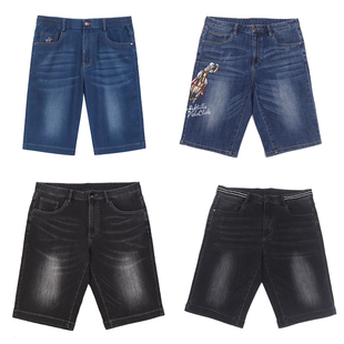 松紧裤 绣标牛仔短裤 头 休闲百搭五分裤 时尚 BHPC比华利保罗男装