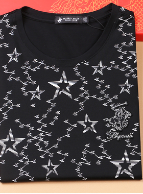 BHPC比华利保罗夏季纯棉舒适时尚休闲黑色圆领上衣短袖T恤