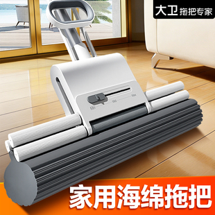 大卫海绵拖把2026新款家用一拖干湿两用净吸水免手洗胶棉头地拖布