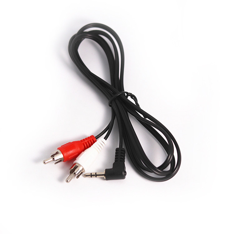 弯头音频一分二线音响连接线手机电脑接功放音箱3.5mm转双莲花线