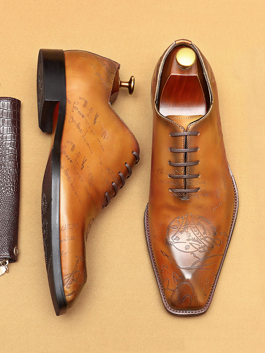 EUROPEAN VERSION OF RETRO LEATHER SHOES MENS GENUINE LEATHER BUSINESS OXFORD SHOES BRITISH STYLE HIGH-END FORMAL WEAR HAND-CARVED MENS SHOES TREND