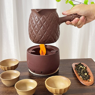 紫陶煮茶炉陶瓷烧水壶家用可干烧罐罐茶煮茶器围炉煮茶侧把壶明火