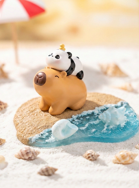 手绘可爱熊猫水豚树脂桌面摆件