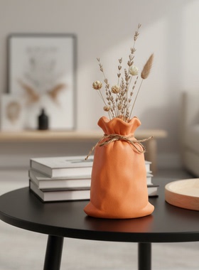 侘寂风手工陶瓷花瓶客厅摆件