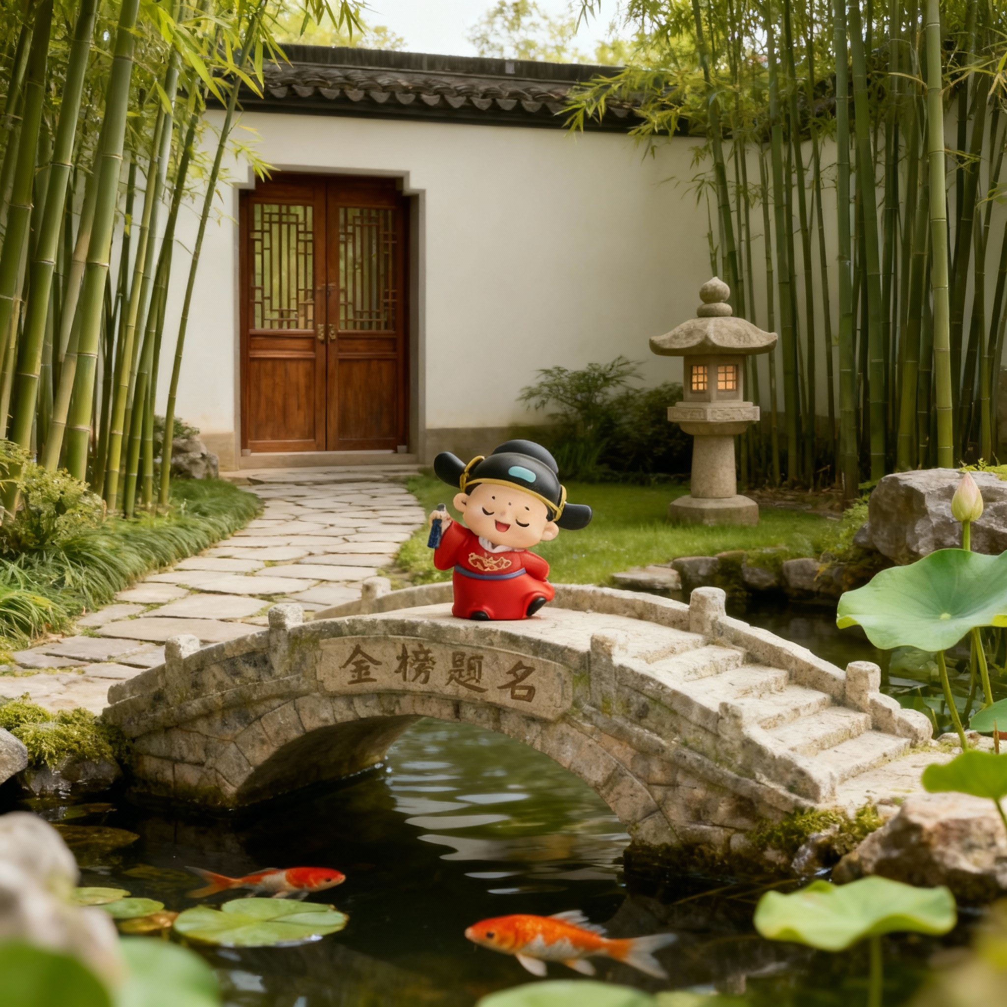 新中式卡通树脂桌面摆件礼盒装