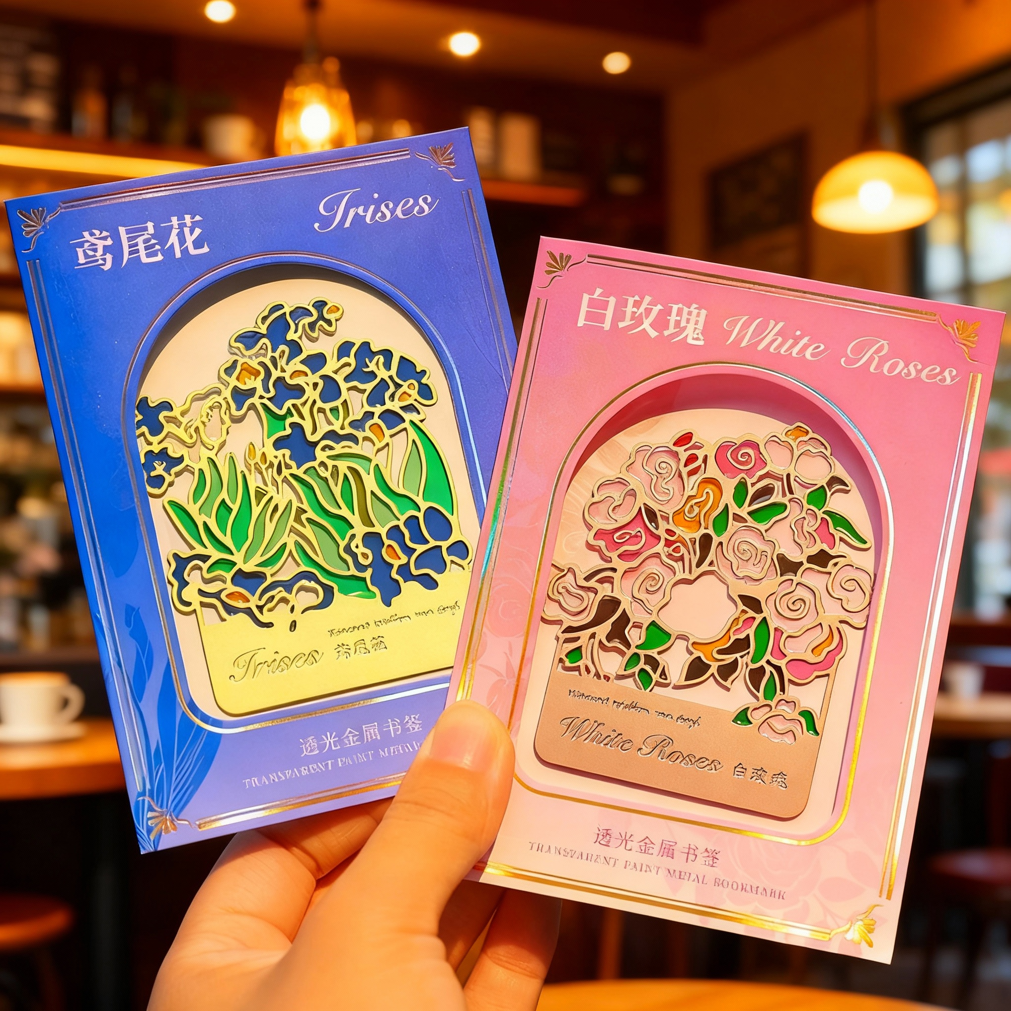 文艺复古花卉金属书签桌面摆件