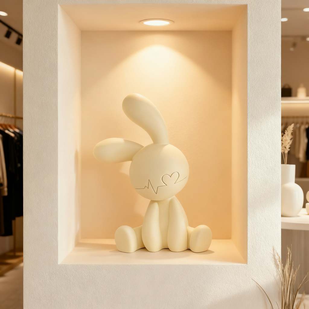 可爱兔子树脂含光源桌面摆件