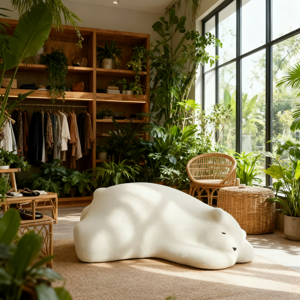 北欧仿真毛绒动物落地摆件可移动