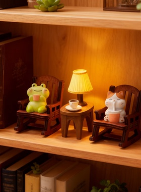 可爱卡通动物摇椅发光桌面摆件