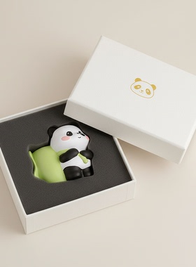 呆萌熊猫树脂桌面摆件礼盒生日礼