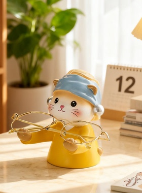 可爱猫咪树脂眼镜架桌面摆件