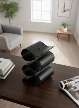 极简几何黑色铁艺桌面摆件