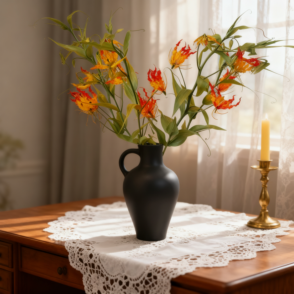 复古怀旧黑色陶瓷花瓶桌面摆件